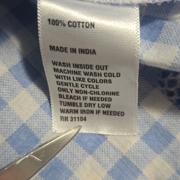 Crown & Ivy Light Blue Gingham Womens XL Button-Up Shirt Pineapple - Picture 7 of 7